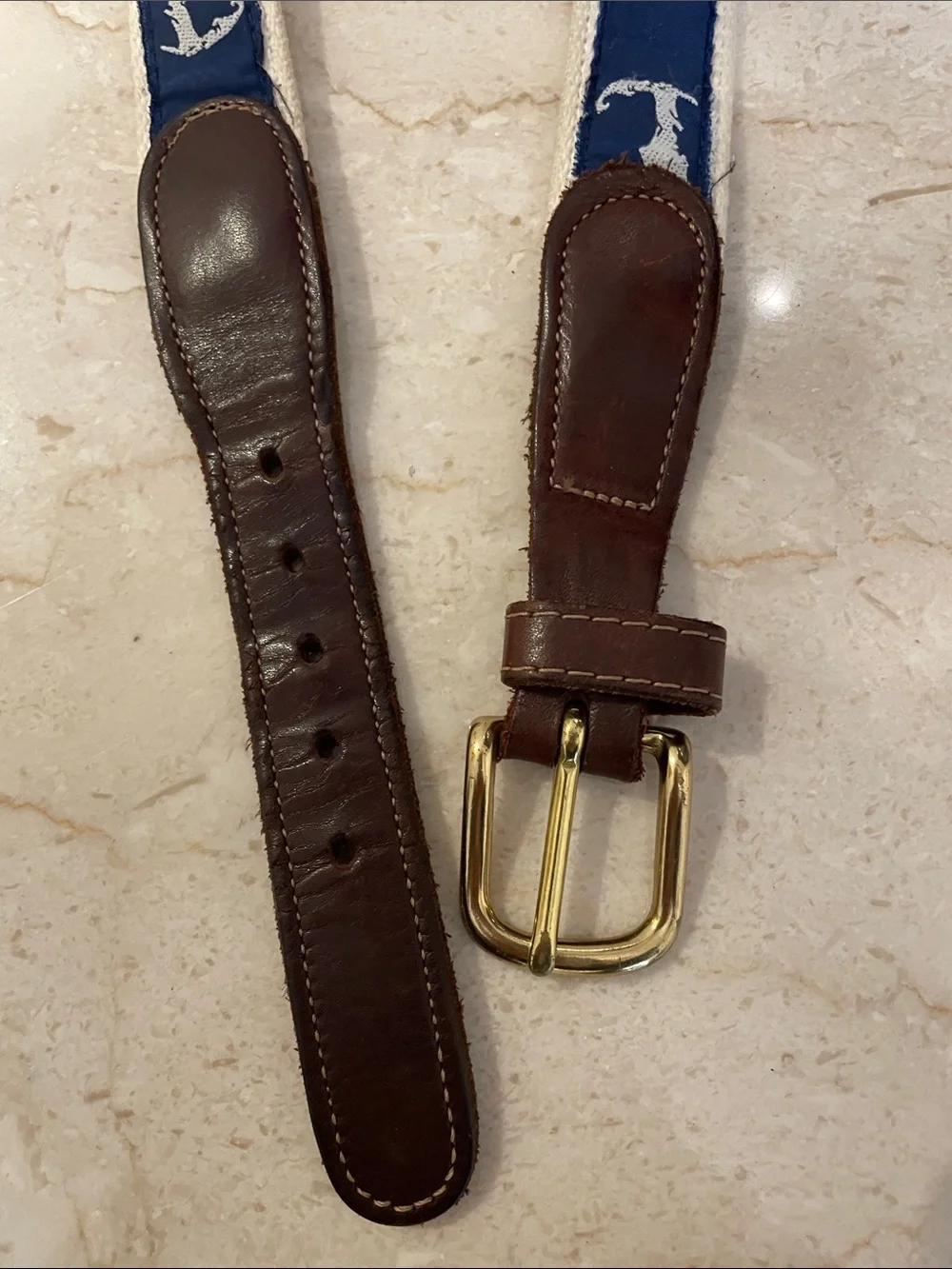 Kids cape code belt. Brown leather. Gold tone buckle